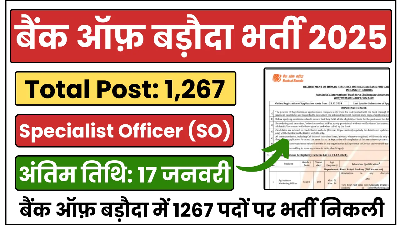 Bank of Baroda SO Recruitment 2025
