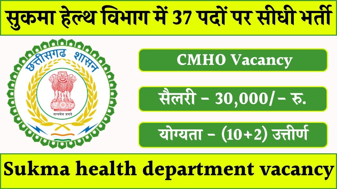 Sukma CMHO Vacancy 2025