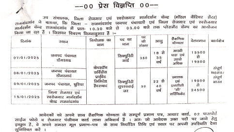 Rajnandgaon Placement Camp 2025