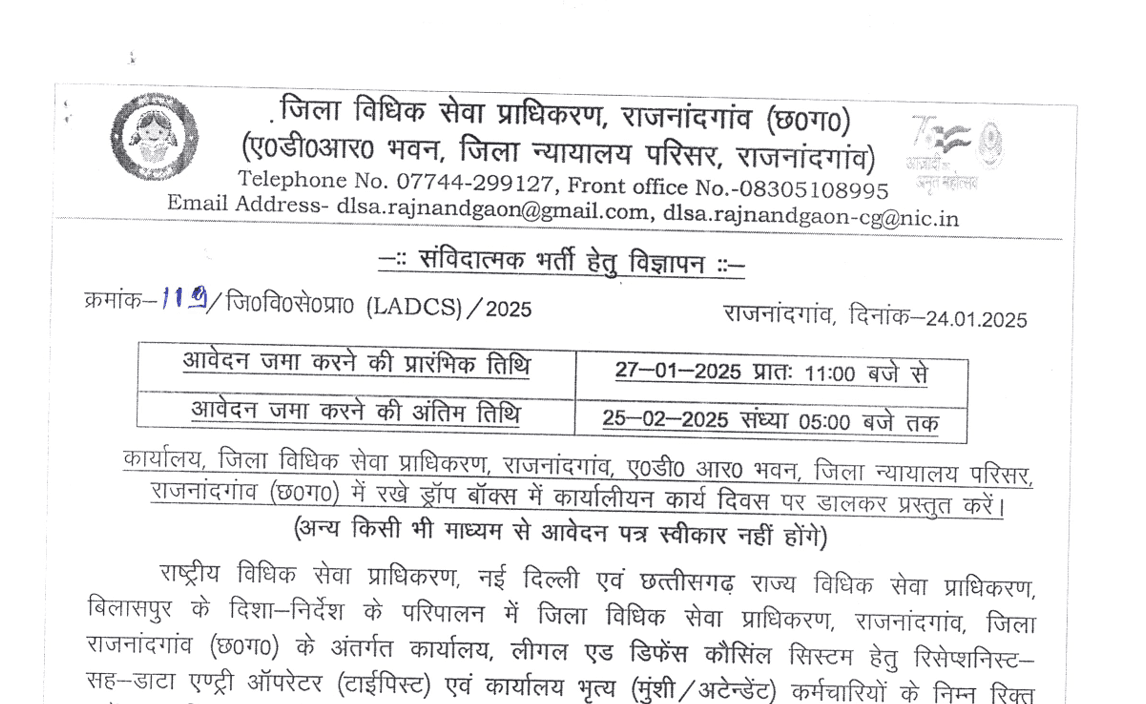 Rajnandgaon Court Vacancy 2025