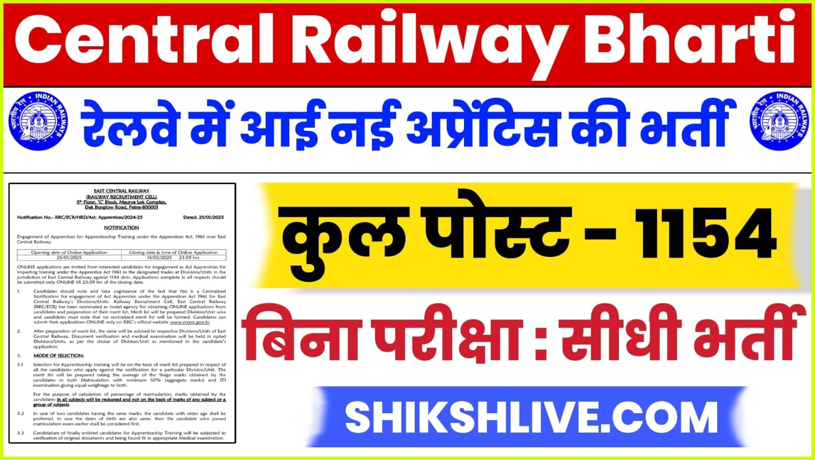 RRC ECR Apprentice Recruitment 2025